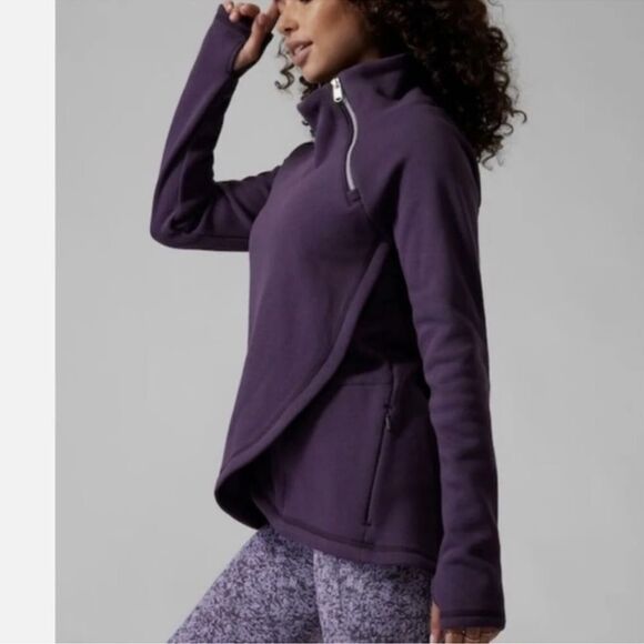 Athleta Regal Plum Cozy Karma Asym Pullover Purple MT Tall - Picture 2 of 6